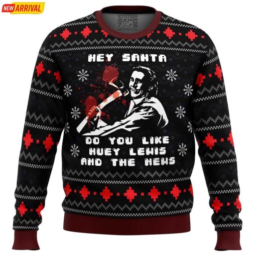 Psycho Hey Santa Do You Like Huey Lewis And The News Ugly Christmas Sweater