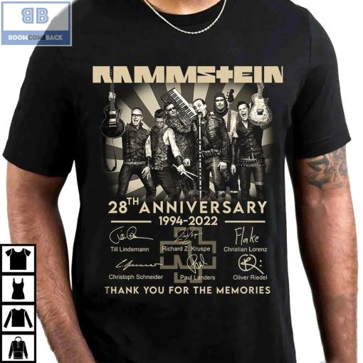 Rammstein 28th Anniversary 1994 2022 Thank You For The Memories Signatures Shirt