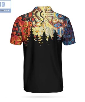 Sky Wavy Abstract Seamless Pattern With Silhouette Pine Forest Athletic Collared Men's Polo Shirt