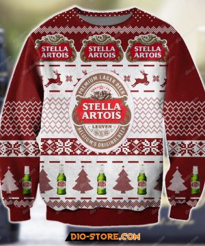 Stella Artois Beer Pine And Bottles Pattern Christmas 3D Sweater