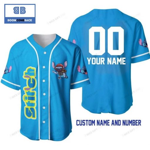 Stitch Custom Name And Number Blue Baseball Jersey