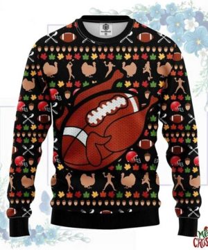 Turkey Rugby Ball Ugly Christmas Sweater