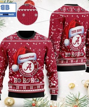 alabama crimson tide ncaa santa claus hat ho ho ho 3d custom name ugly christmas sweater 3 l6g2A