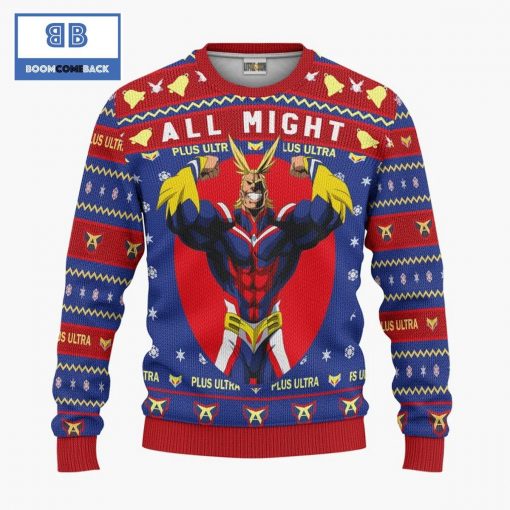 All Might Plus Ultra My Hero Academia Anime Christmas Custom Knitted 3D Sweater