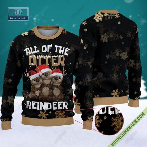 All Of The Otter Reindeer 3D Ugly Christmas Sweater