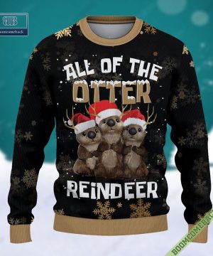 All Of The Otter Reindeer 3D Ugly Christmas Sweater