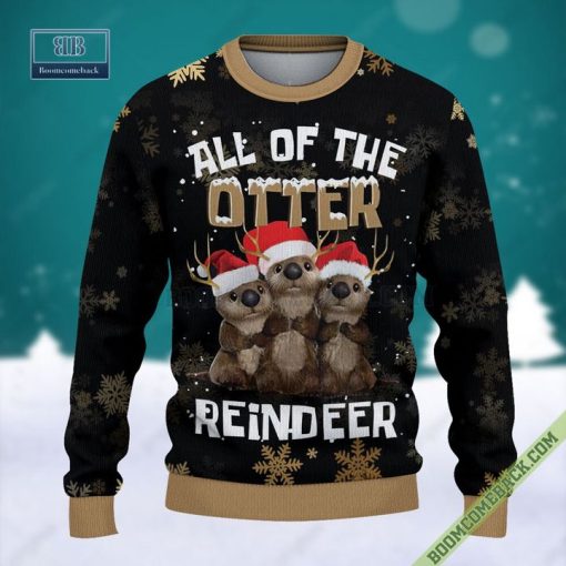 All Of The Otter Reindeer 3D Ugly Christmas Sweater