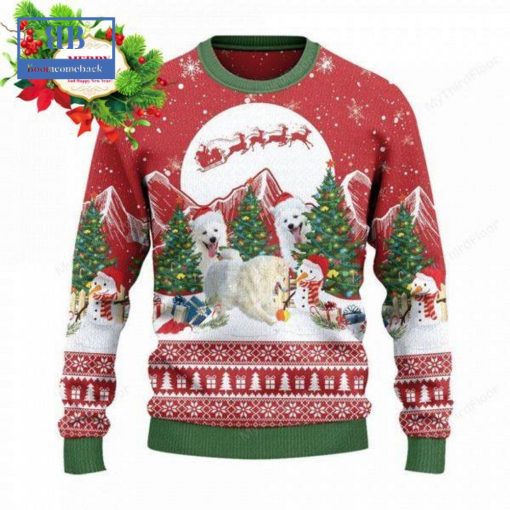 American Eskimo Christmas Tree Snowman Ugly Christmas Sweater