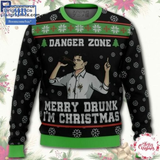 Archer Sterling Archer Danger Zone Merry Drunk Black Christmas Sweater