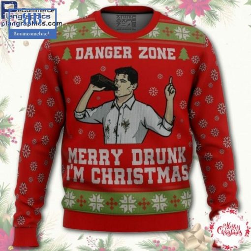 Archer Sterling Archer Danger Zone Merry Drunk Red Christmas Sweater