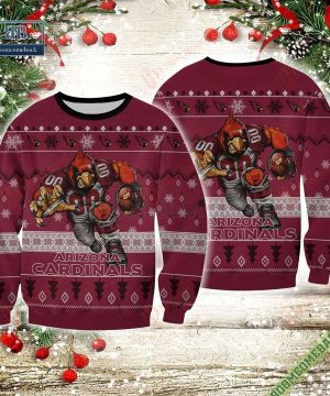 Arizona Cardinals Big Red Mascot Rushing Ugly Sweater