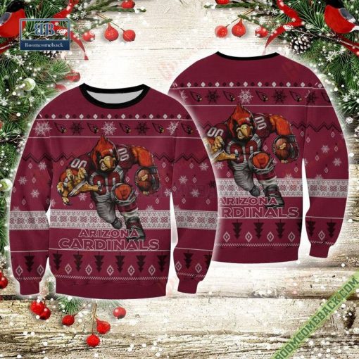 Arizona Cardinals Big Red Mascot Rushing Ugly Sweater