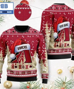 Arizona Diamondbacks Santa Claus Hat Ho Ho Ho 3D Custom Name Ugly Christmas Sweater