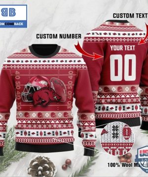 Arkansas Razorbacks Custom Name And Number Christmas Ugly Sweater