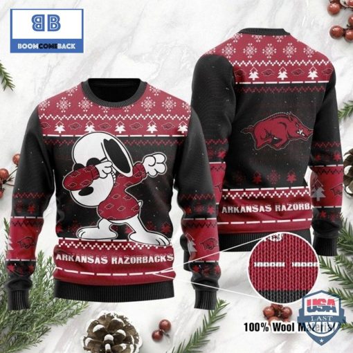 Arkansas Razorbacks Snoopy Dabbing Ugly Christmas Sweater