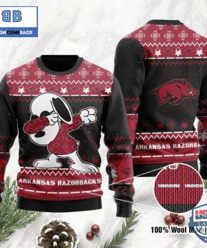 Arkansas Razorbacks Snoopy Dabbing Ugly Christmas Sweater