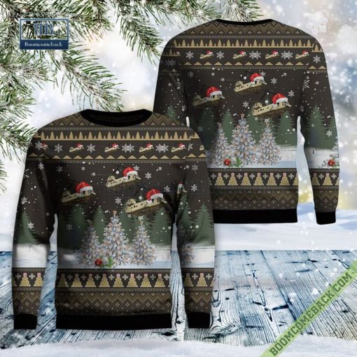 Army CH-47 Chinook Helicopter Ugly Christmas Sweater