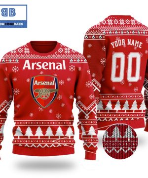 Arsenal Custom Name And Number 3D Ugly Christmas Sweater