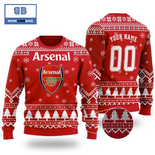 Arsenal Custom Name And Number 3D Ugly Christmas Sweater