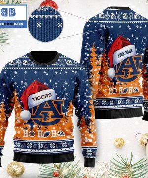 Auburn Tigers Santa Claus Hat Ho Ho Ho 3D Custom Name Ugly Christmas Sweater