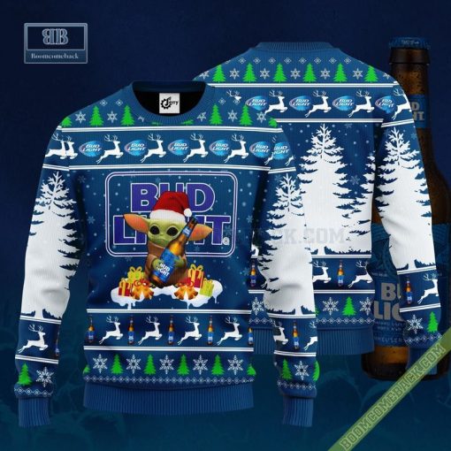 Baby Yoda Hug Bud Light Ugly Christmas Sweater