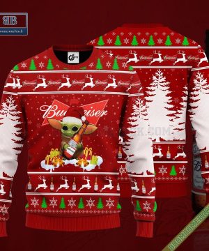 Baby Yoda Hug Budweiser Ugly Christmas Sweater