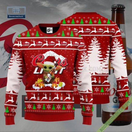 Baby Yoda Hug Coors Light Ugly Christmas Sweater