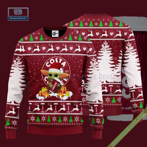 Baby Yoda Hug Costa Coffee Ugly Christmas Sweater