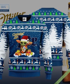 Baby Yoda Hug Miller Lite Ugly Christmas Sweater