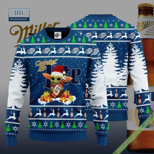 Baby Yoda Hug Miller Lite Ugly Christmas Sweater