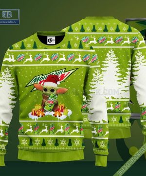 Baby Yoda Hug Mountain Dew Ugly Christmas Sweater