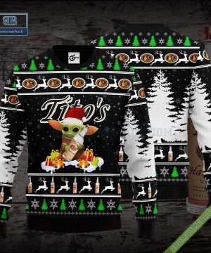 Baby Yoda Hug Tito’s Vodka Ugly Christmas Sweater