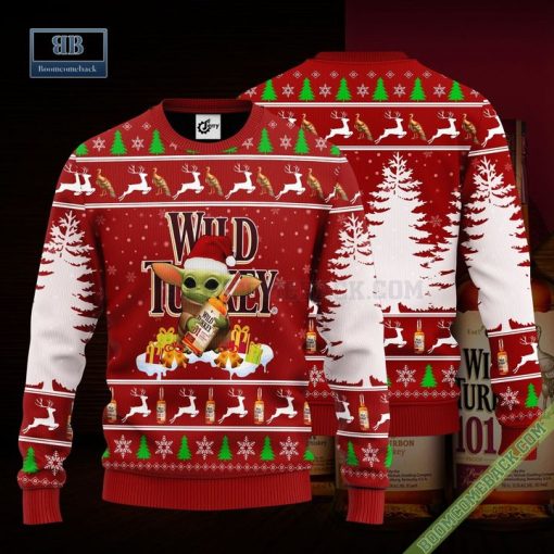 Baby Yoda Hug Wild Turkey Ugly Christmas Sweater