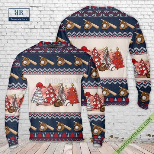 Baseball Christmas Trees Ugly Xmas Sweater