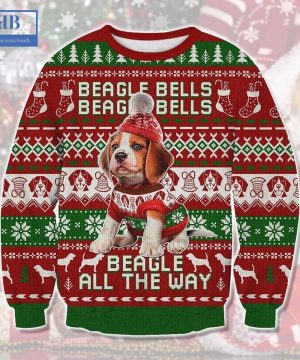 Beagle Bells Beagle Bells Beagle All The Way Ugly Christmas Sweater