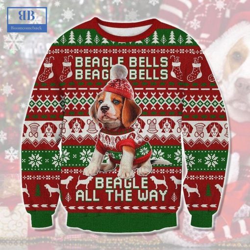 Beagle Bells Beagle Bells Beagle All The Way Ugly Christmas Sweater