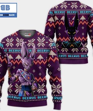 beerus dragon ball anime ugly christmas sweater 3 08wi6