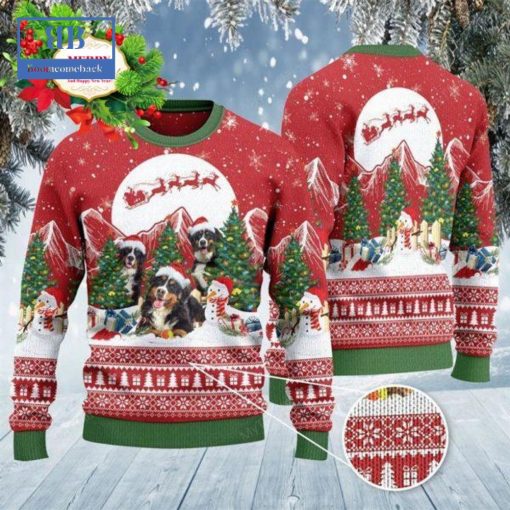 Bernese Mountain Christmas Tree Snowman Ugly Christmas Sweater