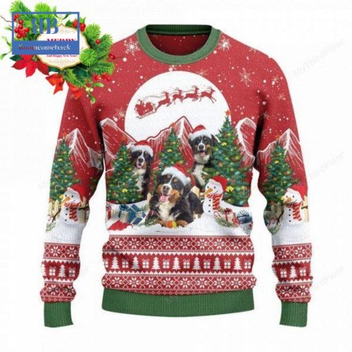 Bernese Mountain Christmas Tree Snowman Ugly Christmas Sweater