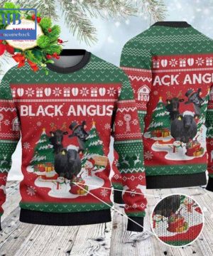 Black Angus Christmas Tree Snowman Style 1 Ugly Christmas Sweater