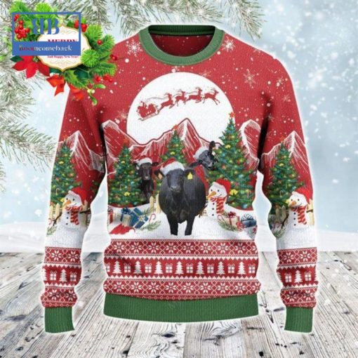 Black Angus Christmas Tree Snowman Style 2 Ugly Christmas Sweater