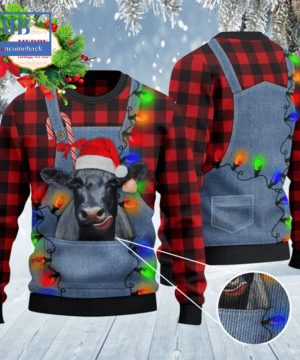 Black Angus Denim Bib Overalls Ugly Christmas Sweater