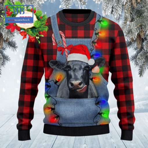 Black Angus Denim Bib Overalls Ugly Christmas Sweater