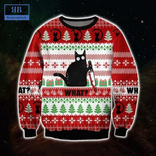 Black Cat What Ugly Christmas Sweater