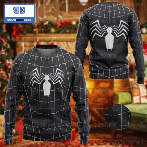 Black Spider Man Custom Imitation Knitted Christmas 3d Sweater