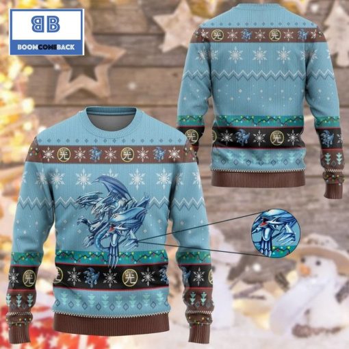 Blue Eyes Ultimate White Dragon Yu Gi Oh Anime Custom Imitation Knitted Ugly Christmas Sweater