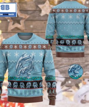 Blue Eyes White Dragon Yu Gi Oh Anime Custom Imitation Knitted Ugly Christmas Sweater