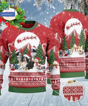 Border Collie Christmas Tree Snowman Ugly Christmas Sweater