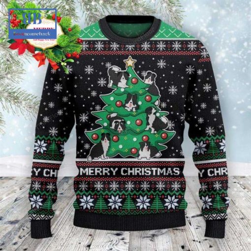 Border Collie Christmas Tree Ugly Christmas Sweater