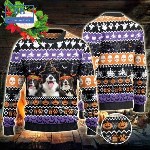 Border Collie Halloween Night Ugly Christmas Sweater